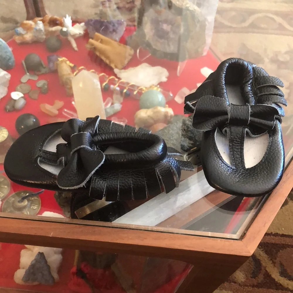 Toddler size 5 black leather moccasins